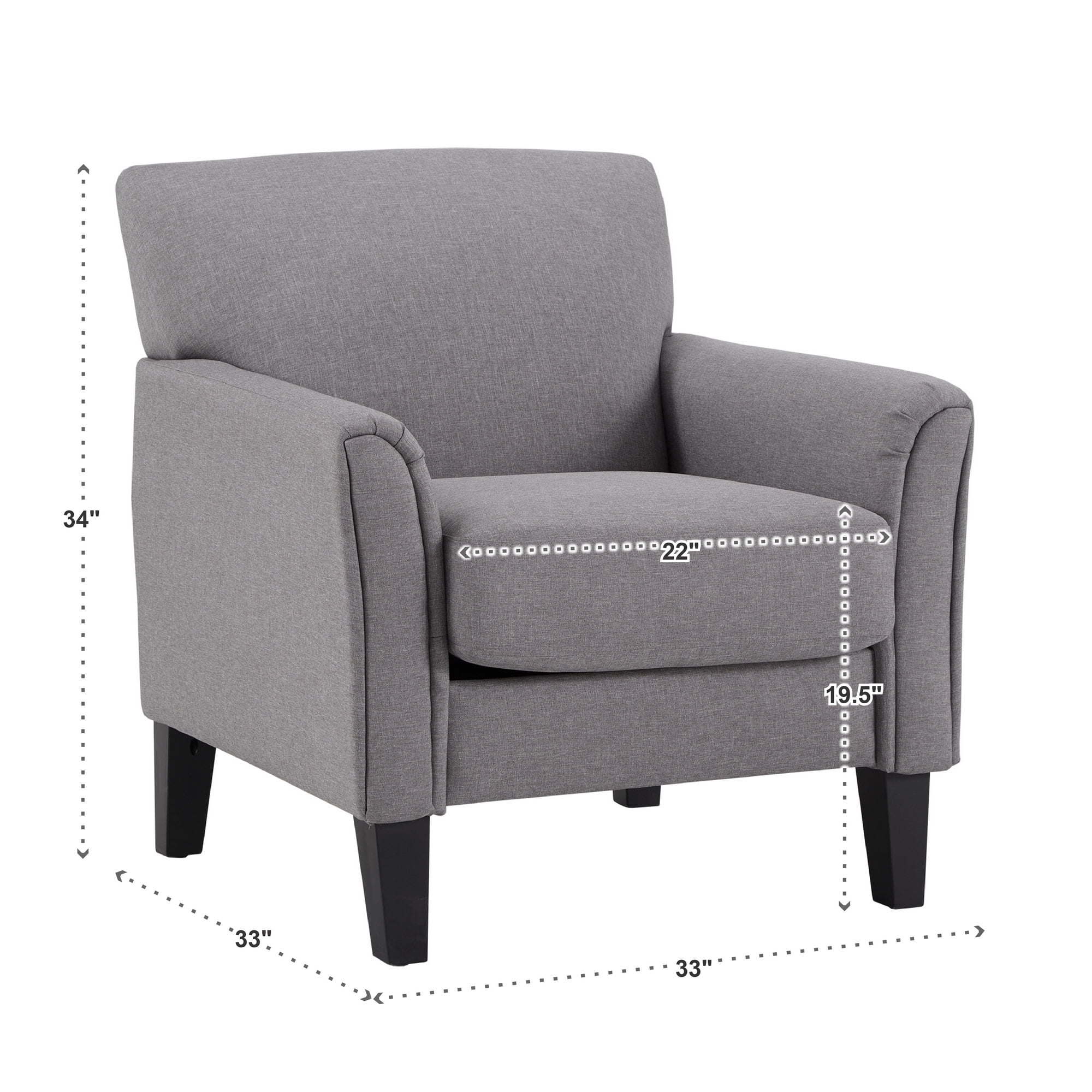 Weston Home Tribeca Modern Accent Chair, Grey Linen