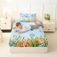 thumbnail image 4 of jejeloiu Watercolor Ocean Life Twin Sheets,Whale Print Bedding For Boys,Blue White,3pcs,1 Fitted Sheet and 1 Pillowcase, 4 of 6