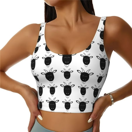 Racerback Sports Bras For Women High Support  Cartoon Funny Cute Sheep Head Workout Tank Tops Woman  Workout Yoga Running Bra