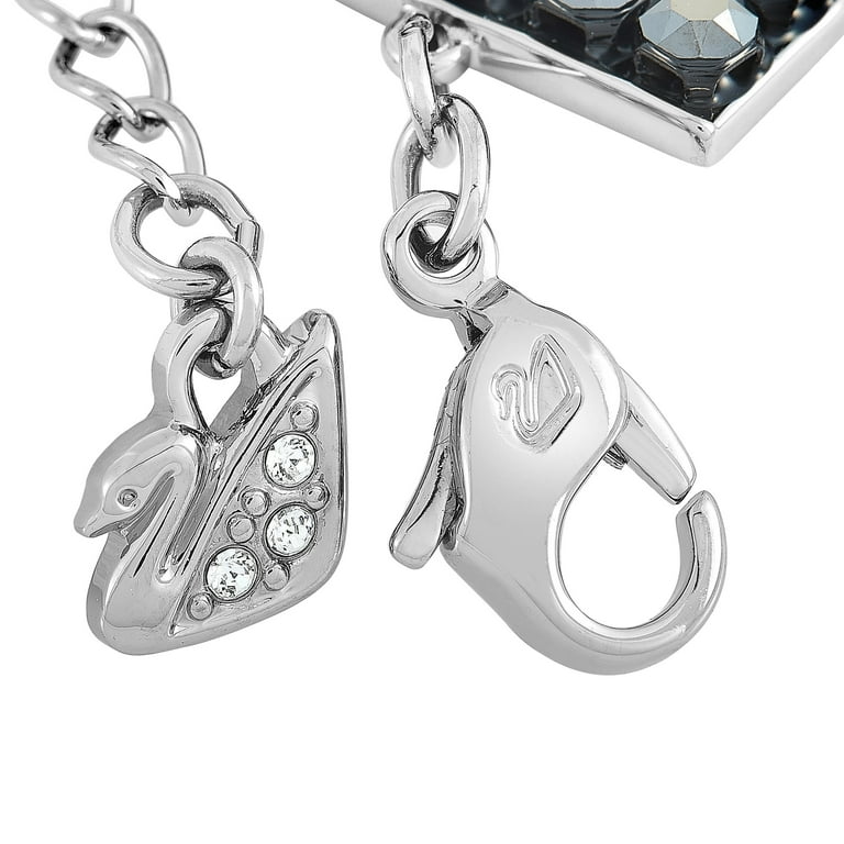 Swarovski Fit Rhodium-Plated Stainless Steel Black Crystal Collar 