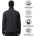 thumbnail image 5 of Satankud Men's Softshell Jacket Fleece Lined Waterproof Stand Collar Soft Lightweight Shell Rain Jacket Windbreaker Outdoor Hiking Grey L, 5 of 8