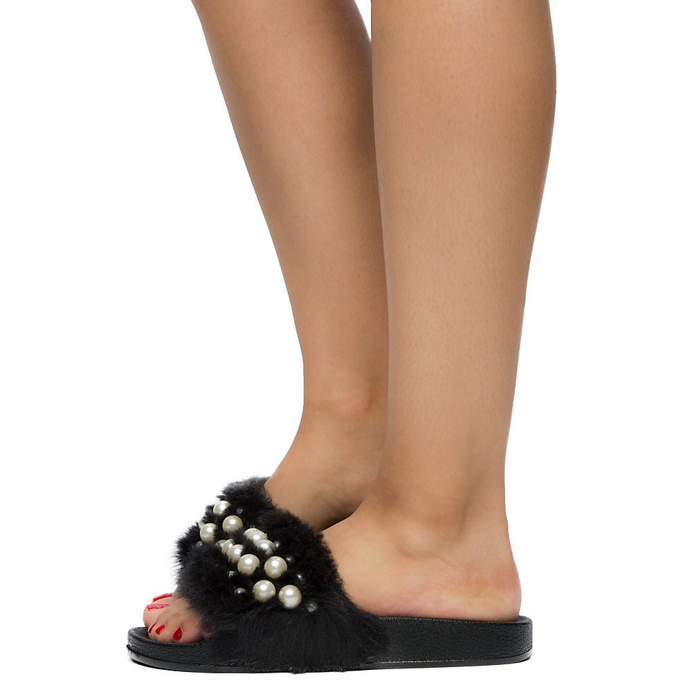 Clear Slide Sandals - Jelly Slides - Pearl Sandals - Pearl Slides - Lulus