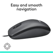 Logitech M100 Wired Optical Ambidextrous PC Mouse with 1000 DPI Optical Tracking, Gray