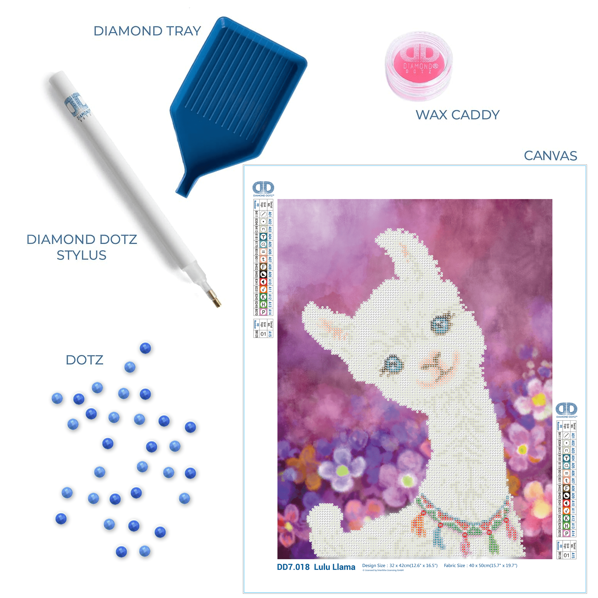 Diamond Dotz Lulu Llama Diamond Painting Kits for Adults - Diamond Art Kits a Relaxing Creative Craft Kit with Dotz Gems 16.5x12.6