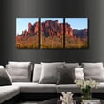 thumbnail image 3 of FCCUYE Home Decorations for Living Room Sonoran Desert Landscape at Sunset Pictures Lost Dutchman State Park Paintings 3 Panel Canvas Wall Art Modern Artwork d Ready to Hang, 48" Wx24 H, 3 of 7