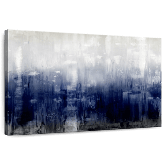 Elephant Stock Textural Wall Art - Horizontal Canvas Wall Art - Living Room Wall Decor - Abstract Canvas - Beige And Blue Decor By Justin Turner - 12" x 8"