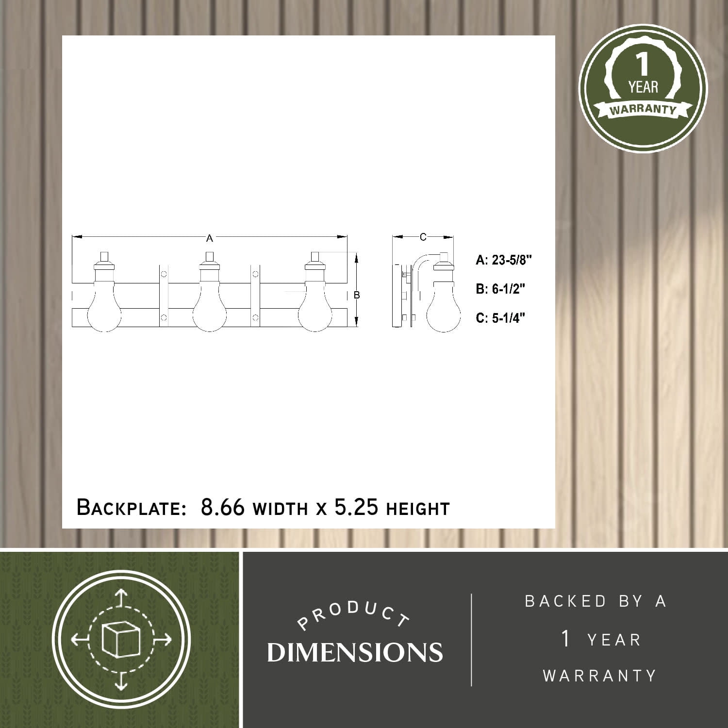 Carrington 3 Light Black and Solid Wood Walnut Finish Slat Farmhouse Bathroom Vanity Fixture