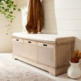 thumbnail image 4 of SAFAVIEH Landers Coastal Brown/Off-White Storage Entryway Bench (47.3 in. W x 15 in. D x 19 in. H), 4 of 16
