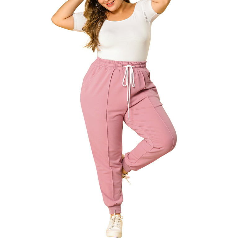 JWZUY Womens Gradient Ruining Workout Sweatpant Ankle Length Drawstrijg  Elastic Waist Pant Comfy Loose Fit Fall Pants Hot Pink XL 