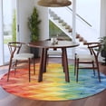 thumbnail image 3 of Rainbow Patchwork Round Area Rug 8Ft Washable Large Circle Rugs for Living Room Dorm, Colorful Diamond Abstract Art Non-Slip Carpet Floor Mats Indoor Outdoor Carpet Runner Aesthetic Home Decor, 3 of 8