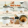 thumbnail image 5 of Electric Coffee Mug with a Built-in LCD, Magnetic Auto Mixing Travel Mug with Lid, 13oz Stainless Steel Cup with Temperature Display (1 pcs Black+1 pcs White), 5 of 6