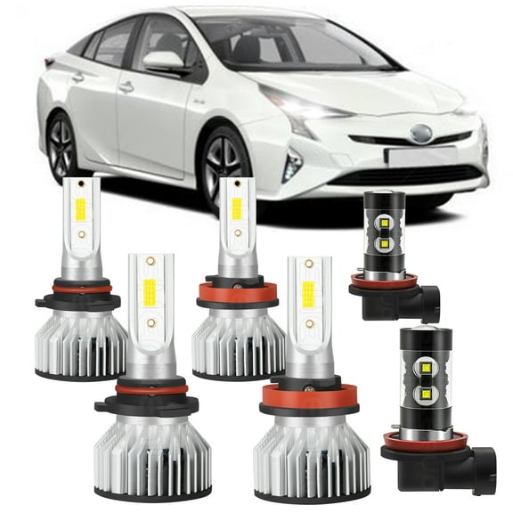 BMZONCC for Toyota Prius 2010-2015 LED Headlight Bulbs 2-side 9005 H11 High Low Beam H11 Fog Lights 6x Bulbs Combo