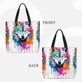 thumbnail image 2 of Disketp Cool Colorful Wolf Bolsa Tote de Lona para Mujer, Bolso de Hombro y Cruzado con Cierre de Cremallera, 2 of 7