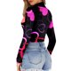thumbnail image 5 of Monos con estampado de corazones para mujer, camisetas de cuello alto de manga larga, monos elásticos básicos Fridja  alkflakhf35824, 5 of 8