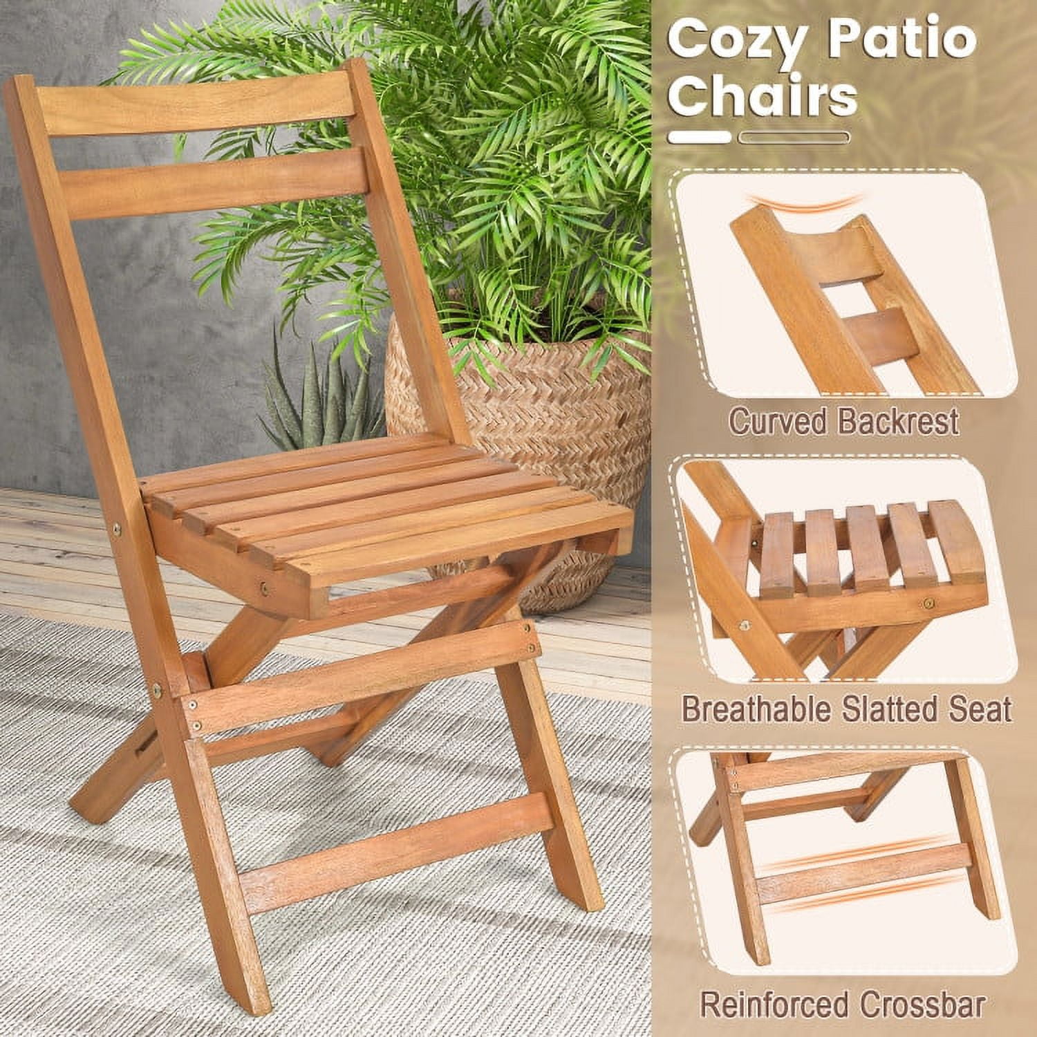 Aimee Lii 3 Pieces Folding Patio Bistro Set with Slatted Tabletop, Outdoor Patio Furniture Aimee Lii 3 Pieces Folding Patio Bistro Set with Slatted Tabletop, Outdoor Patio Furniture