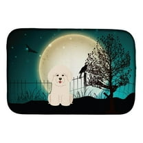 Halloween Scary Bichon Frise Dish Drying Mat