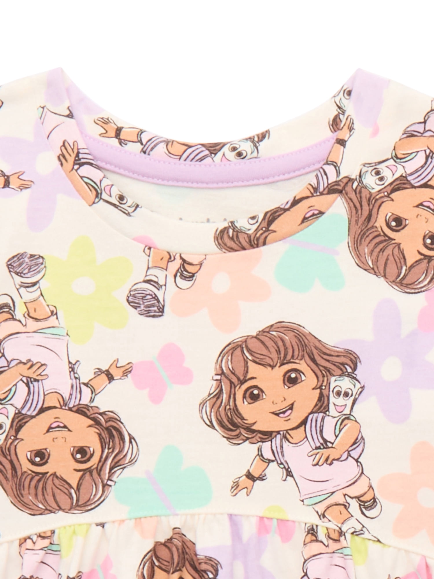 Dora the Explorer Toddler Girl All Over Print Short Sleeve Dress, Sizes 12 Months-5T
