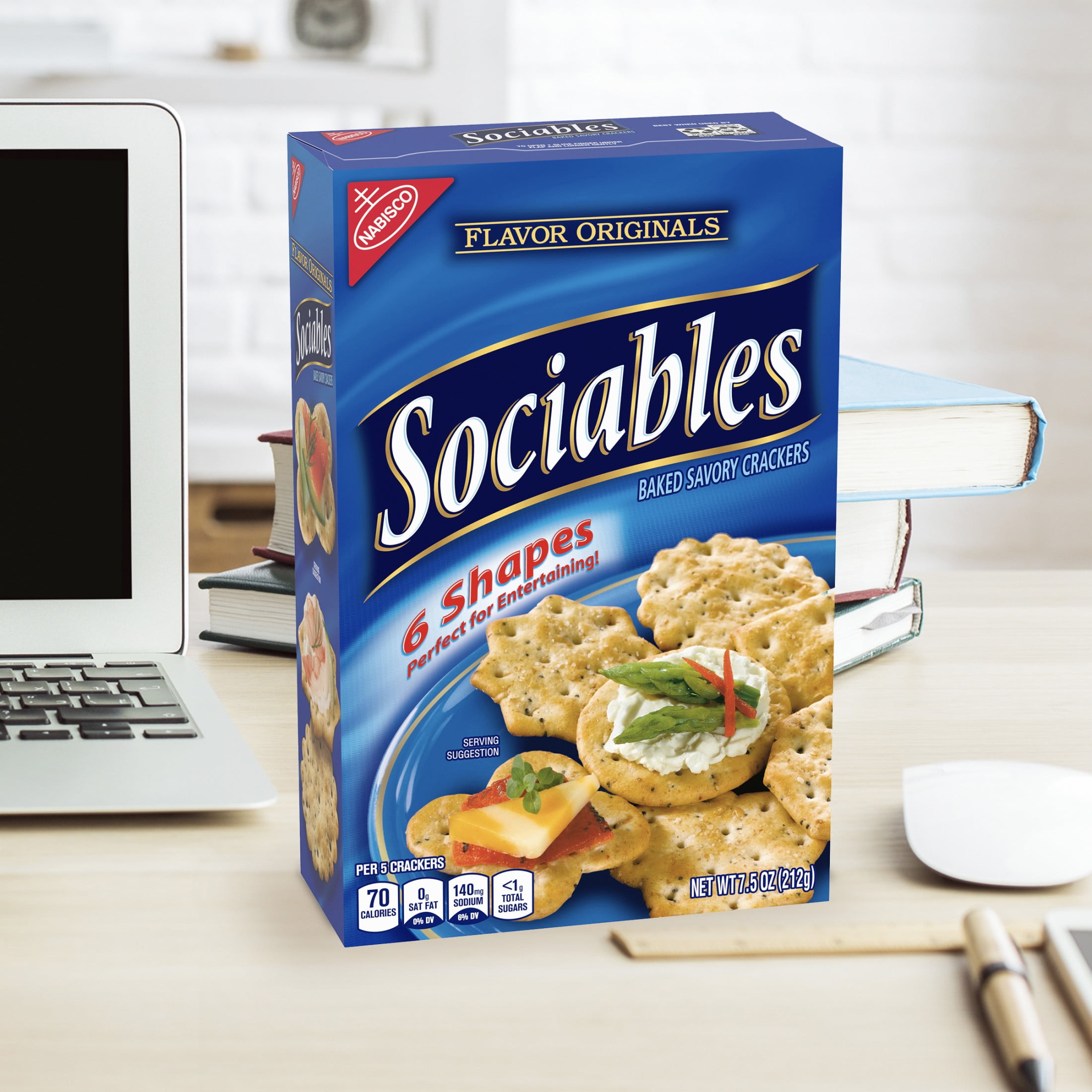 Flavor Originals Sociables Baked Savory Crackers, Party Snacks, 7.5 oz