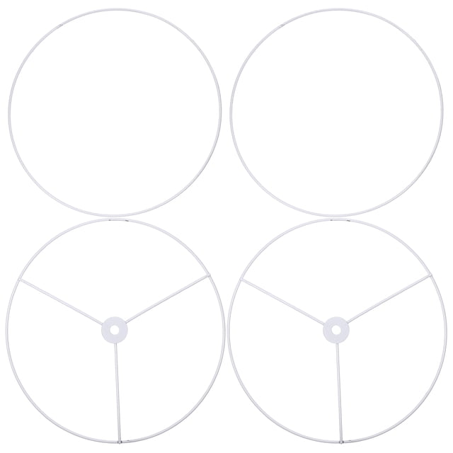 2 Ensembles de Cadre d'Abat-jour en Fer E27 Rond Robuste Étagère Matériel d'Abat-jour DIY