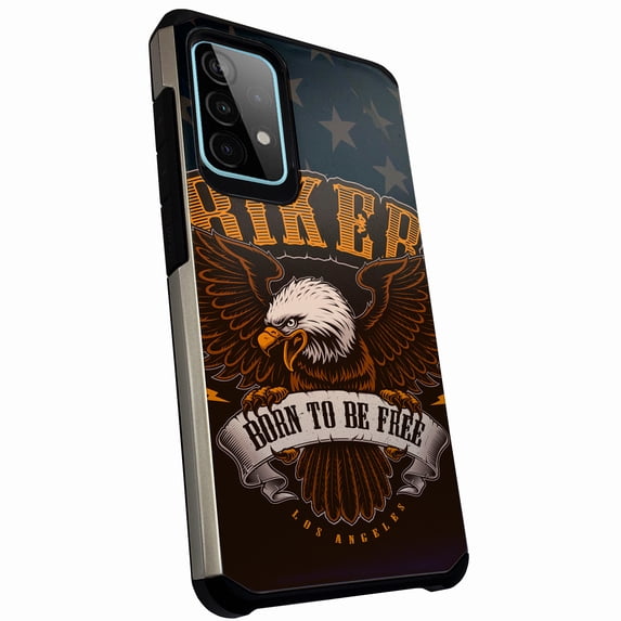DALUX Hybrid Slim Phone Case Compatible with Samsung Galaxy A72 5G (2021) 6.7 inch - Biker Eagle