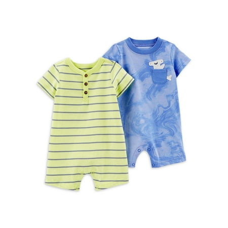 

Carter s Child of Mine Baby Boy Romper Bodysuit Two-Pack Sizes 0-24M