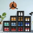 thumbnail image 4 of Shoe Storage Boxes Shoe Organizers Closet organizers & storage Shoe Box Stackable Storage Bins Fit for AJ&Jordan Sneakers Up to Size 14, Set of 6 Pack (Black), 4 of 10