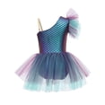 thumbnail image 6 of Raenseen Girls Mermaid Fish Scales Print Tutu Ballet Dance Performance Dress Purple 6, 6 of 7