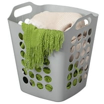 Flexible Plastic Laundry Basket - Square Storage Hamper with Side Handles for Easy Carrying - Versatile Organizer for Laundry, and Household Storage, Gray 50 Litter