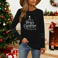 thumbnail image 3 of Christmas Tree Shirt Women Christmas Embroidered Trees Long Sleeve Shirts Gift Xmas Graphic Tee Tops, 3 of 7