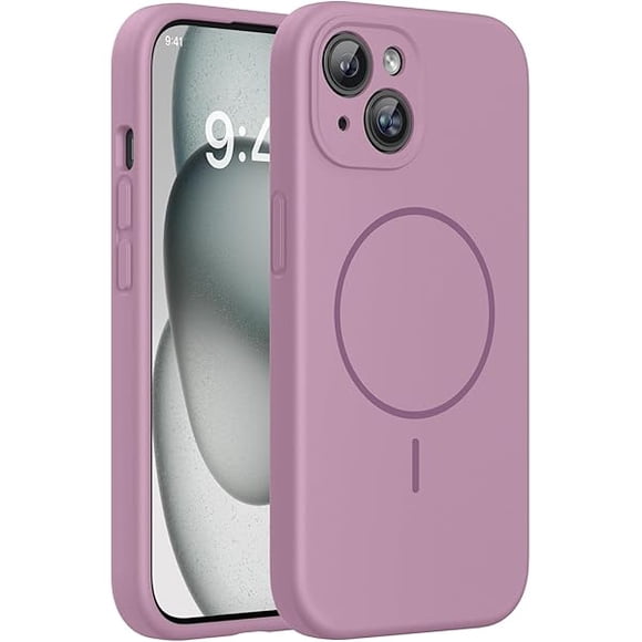 LujingZ Compatible with iPhone 15 Case, [Soft Anti-Scratch Microfiber Lining], Liquid Silicone Case Gel Rubber Shockproof Drop Protection Phone Case for iPhone 15, Blackcurrant