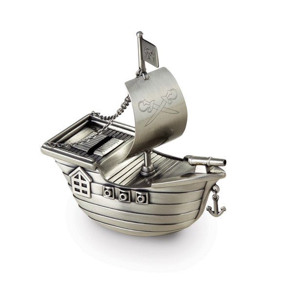 FB Jewels Pewter Finish Pirate Ship Bank