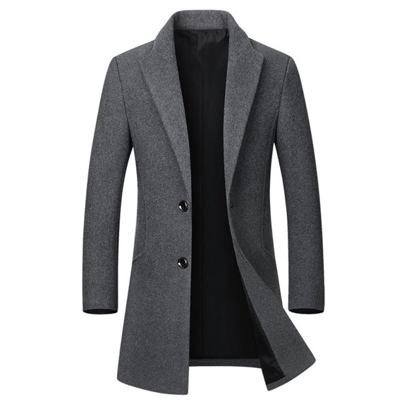 EGNMCR Jackets for Men Men's And Winter Business Woolen Coat Fashion Double Breasted Lapel Mid Length Coat Coat
