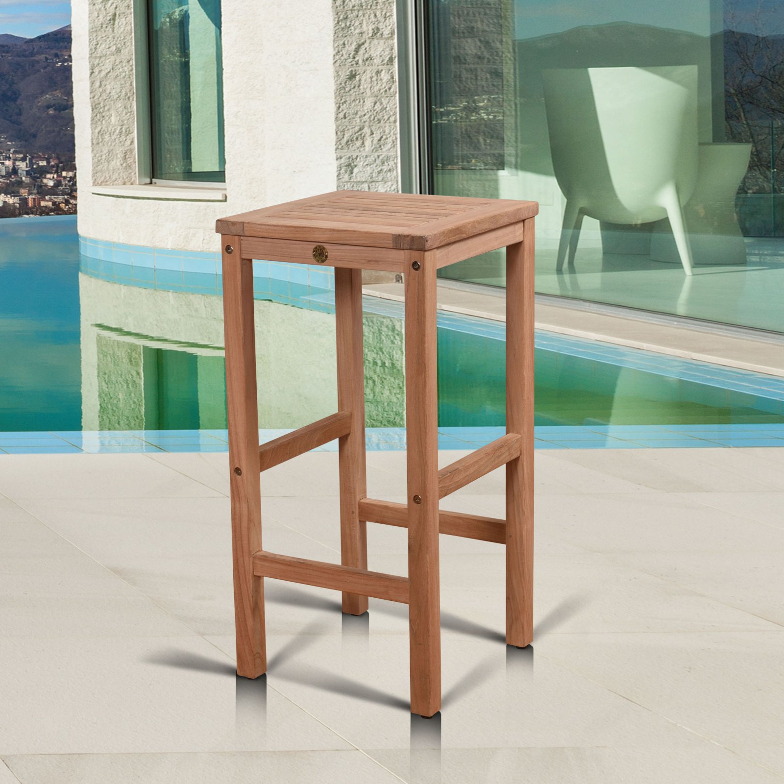 Amazonia Harrison Teak Patio Bar Stool