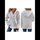 thumbnail image 1 of Sudadera Informal de Punto Gofre para Mujer 2025, Suéter de Cuello en V con Botones Extragrandes y Capucha con Cordón. XL, 1 of 7