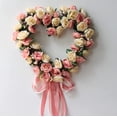 thumbnail image 1 of Corona de San Valentín para puerta de entrada, 13,7" de largo, corona de tela roja en forma de corazón para Navidad, aniversario, citas y fiestas, 1 of 6