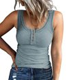 thumbnail image 3 of Babysbule Womens Summer Tops Clearance Women Casual Tanks Sleeveless Buttons Slimming Solid Pullover Vest Blouse Tops, 3 of 8