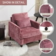 thumbnail image 4 of BISHE Mid Century Modern Armchair, Solid Wood Frame Accent Chair with Tufted Chenille Upholstery & Studded Details, Comfortable Lounge Chair for Living Room, Bedroom or Reading Nook, Wine Red, 4 of 6