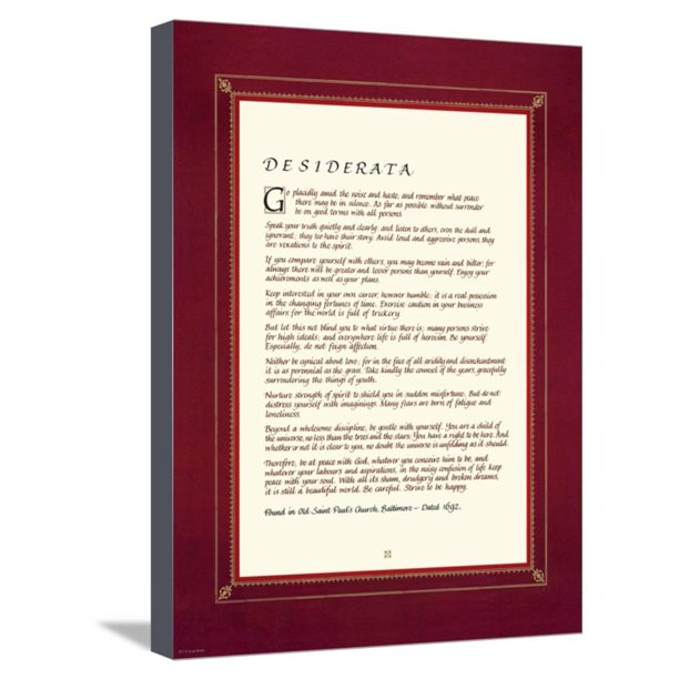 Desiderata Stretched Canvas Print Wall Art Walmart Com Desiderata Stretched Canvas Print Wall Art Walmart Com