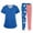 02-Sky Blue, variant on 250th Anniversary USA Women’s Scrub Set, V-Neck Short Sleeve Top & Pants Medical Uniform, Breathable Moisture-Wicking Workwear with Pockets for Nurses & Healthcare Staff 02-Light Blue S