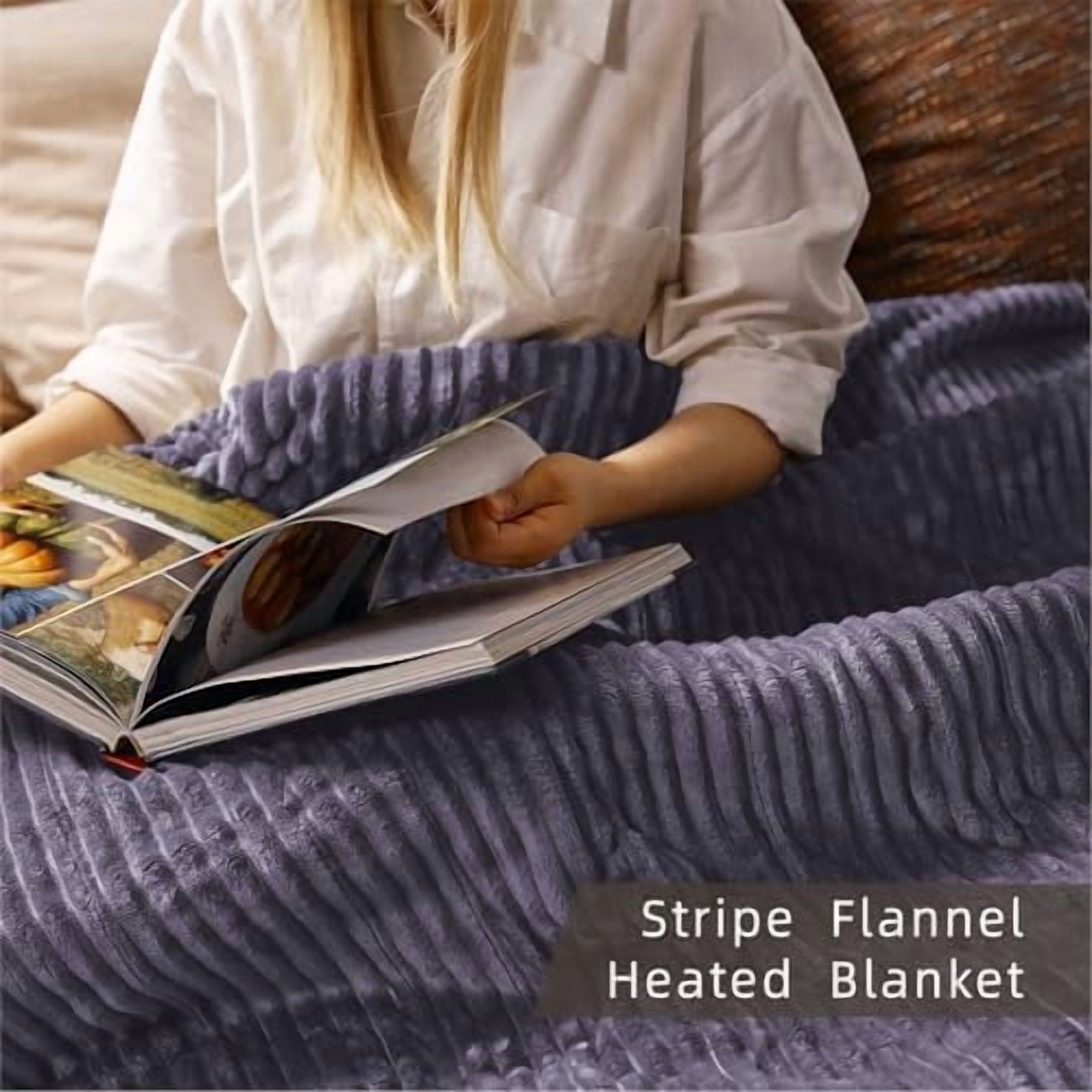 Heated Blanket Twin Size 62"x84",ETL Certification-10 Heating Levels Electric Blanket&1-10 Hour Auto Off,Machine Washable Heating Blanket (Purple)