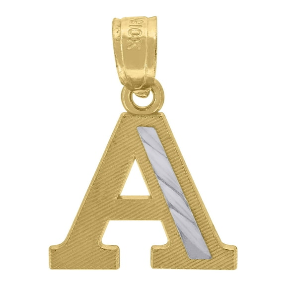 10K Two Tone Gold Unisex Diamond Cut Initial Charms Small Pendants | A