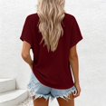 thumbnail image 7 of Tqcoqu Waffle Knit V Neck Henley T-Shirt for Women,Button Detail Short Sleeve Casual 2026 Summer Tops,Wine Women's S-XXL, 7 of 7