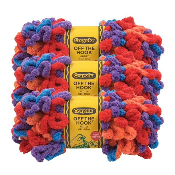 LION BRAND YARN CRAYOLA OFF THE HOOK 85G MOTLEY LOOP YARN JUMBO POLYESTER MULTICOLOR YARN 3