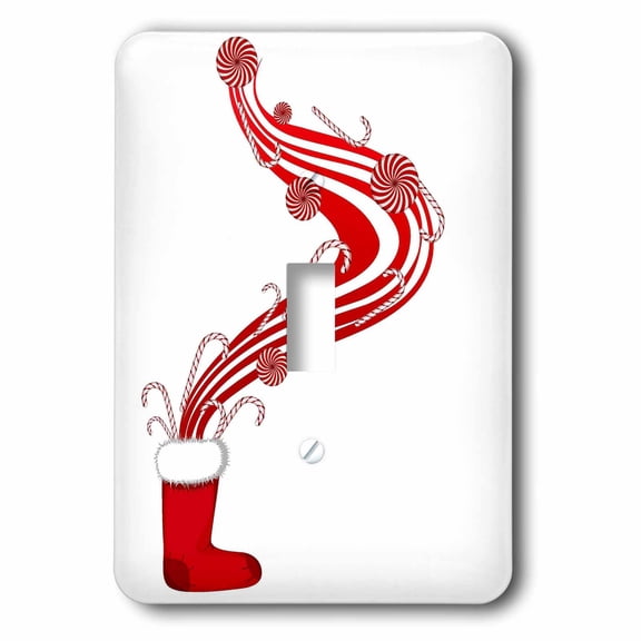 3dRose, Santa Boot With Christmas Candy Flowing Out In Red and White, single toggle switch