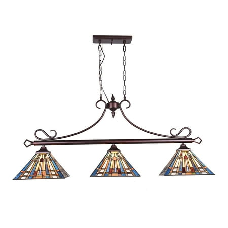 

Tiffany Pool Table Light Chandelier Billiard Light Mission Style 12 Wide Stained Glass Lamp Shade 3 Light Pendant Lamp
