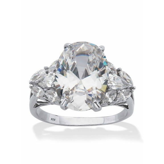 PalmBeach Jewelry 18K Yellow Gold Plated or Platinum Plated Sterling Silver Oval Cut Cubic Zirconia Engagement Ring