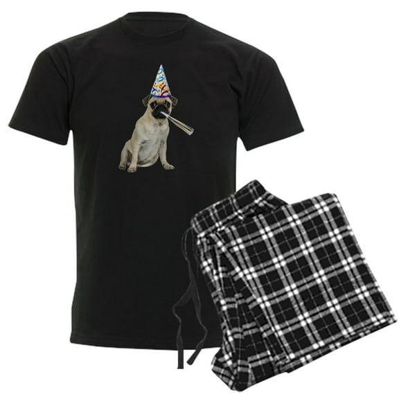 CafePress - Pug Party Men's Dark Pajamas - Men's Dark Loose Fit Cotton Pajama Set