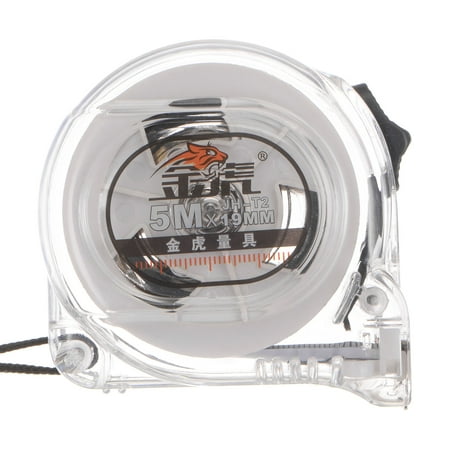 

Retractable Tape Measure 5M Steel Measuring Tape 19mm Wide Transparent White Polycarbonate PC Plastic Case