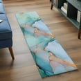 thumbnail image 4 of Teal Marble Area Rugs 2x6 for Kitchen Runner Rug, Abstract Art Modern Geometric Golden Non Slip Washable Rug Runner, Low Pile Indoor Floor Carpet Mat Bathroom Rugs for Bedroom, Kids Room, 4 of 9