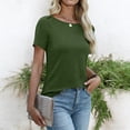 thumbnail image 4 of Dvprdro Womens Short Sleeve Crewneck T Shirts Solid Color Casual Basic Tees Summer Tops, 4 of 7